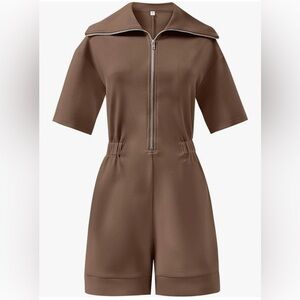 NWT Brown Short Sleeve Jumpsuit XL